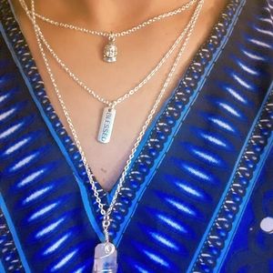 3 Layerd Sterling Silver & Crystal Quartz Necklace from MeloGravity FC